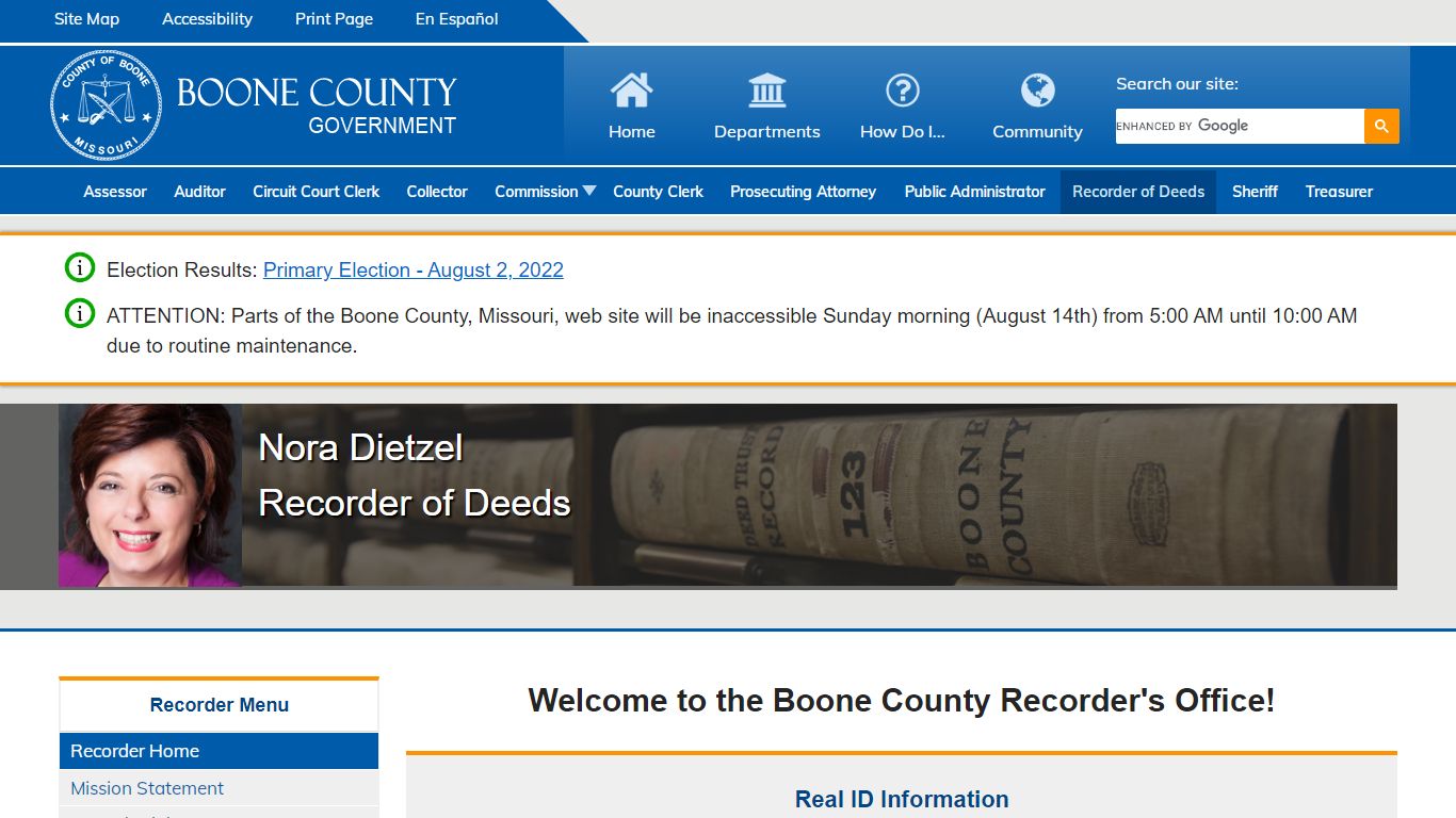 Nora Dietzel Recorder of Deeds - Boone County, Missouri